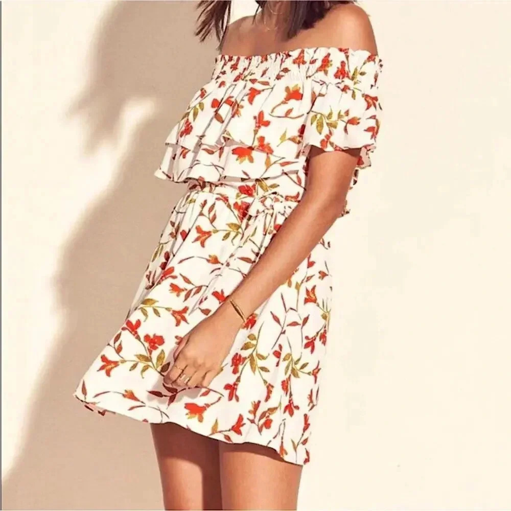 Lovers + Friends Women Medium Floral Suntime Off the Shoulder Dress